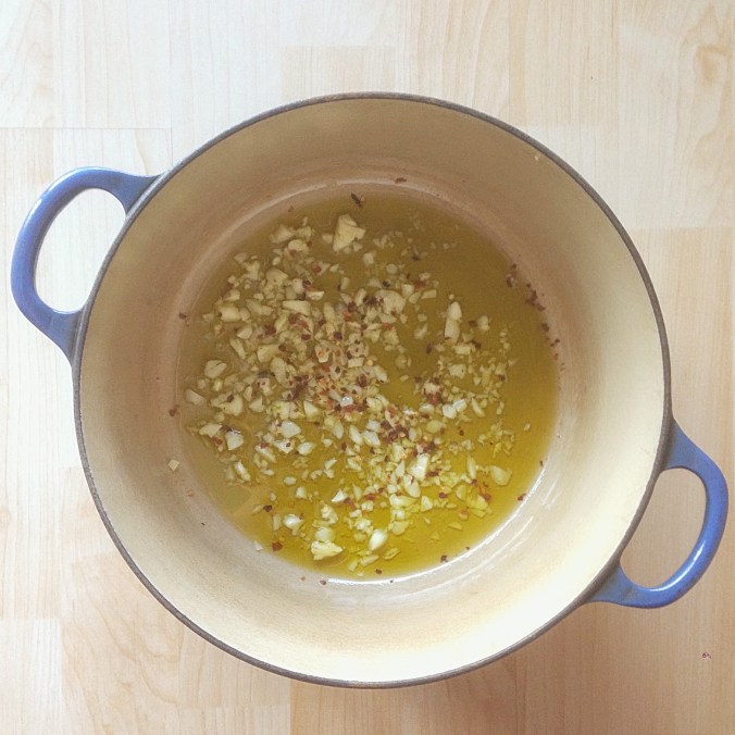 Oil, Garlic, Red Pepper Flakes
